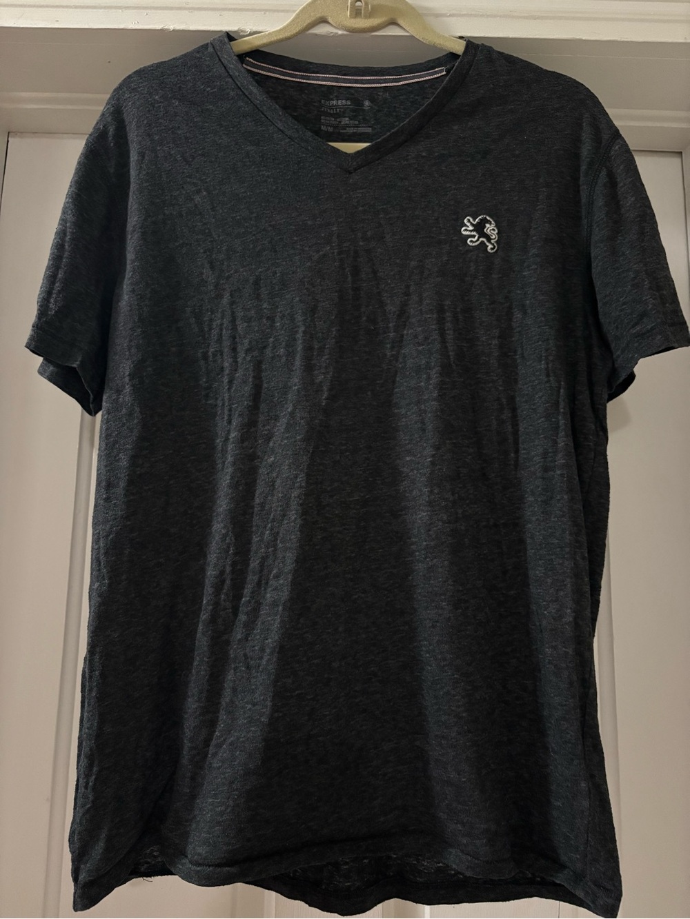 Express Men's Dark Gray V-Neck Short Sleeve Shirt Size Medium